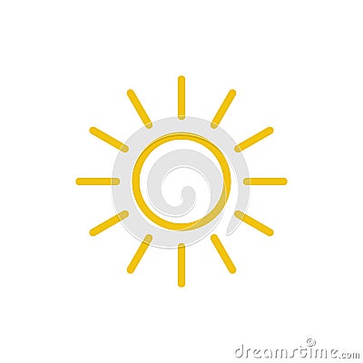 Sun icon vector. Line summer symbol. Trendy flat outline ui sign design. Thin linear graphic pictog Vector Illustration