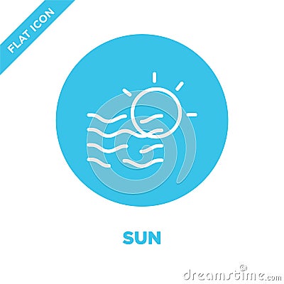 sun icon vector from weather collection. Thin line sun outline icon vector illustration. Linear symbol for use on web and mobile Vector Illustration