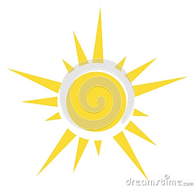 Sun icon. Yellow sunshine symbol. Weather sign Vector Illustration