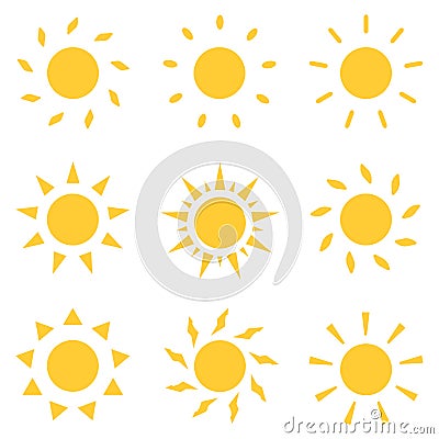 Sun icons set. Vector illustration Cartoon Illustration