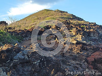 Sun Kissed Mountain Hiling Trail Oahu Stock Photo