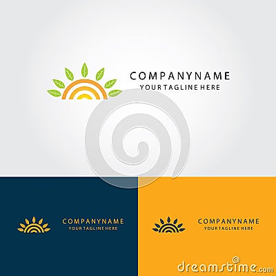 Sun and leaf abstract logo Stock Photo