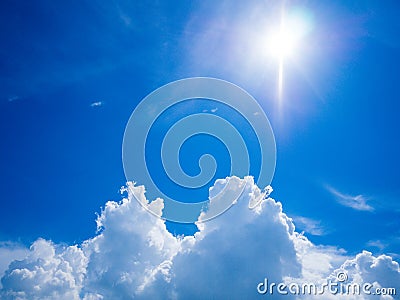 Sun light with blue sky and white clous with grain Stock Photo