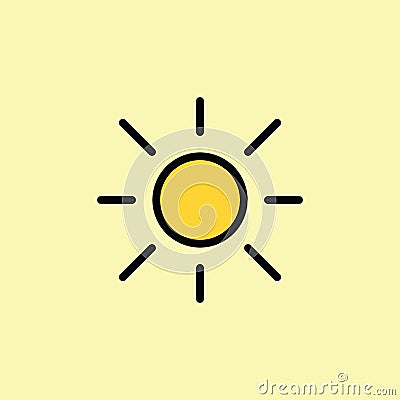 sun, light, brightness line icon on color background Stock Photo