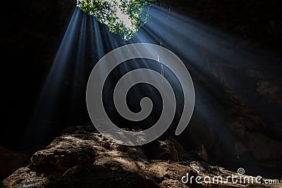 Sun Light in the cave Stock Photo