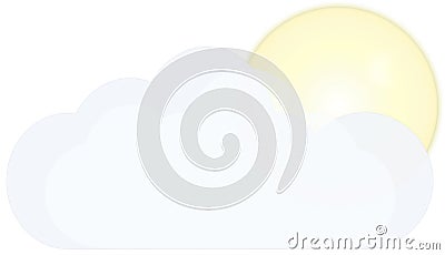 Sun among light cirrus clouds. Gentle moon. Vector Illustration