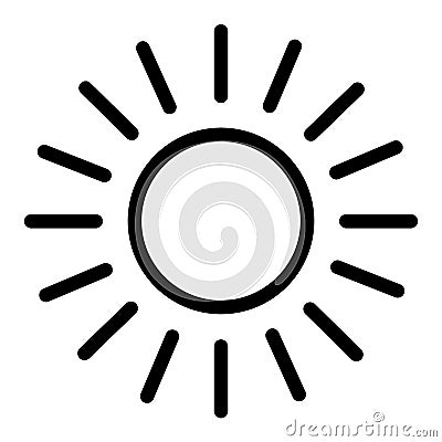 Sun line icon. Shining sun vector illustration isolated on white. Sun and rays outline style design, designed for web Vector Illustration