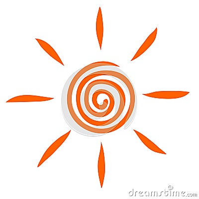 Sun logo. Vector in orange color Cartoon Illustration