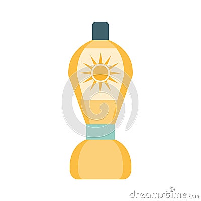 After Sun Lotion Cosmetic Product In Yellow Bottle, Part Of Summer Beach Vacation Series Of Illustrations Vector Illustration