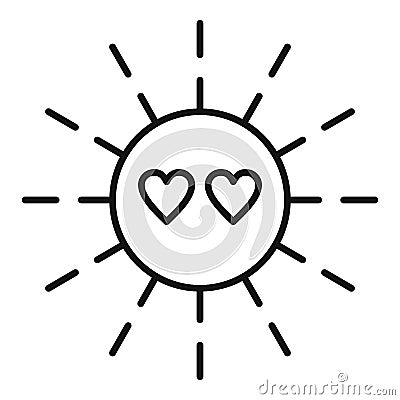 Sun love affection icon, outline style Vector Illustration