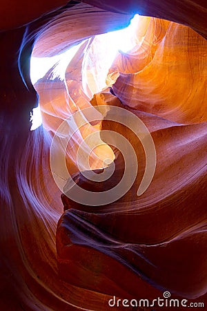 Sun in Lower Antelope Canyon, Page, Arizona Stock Photo