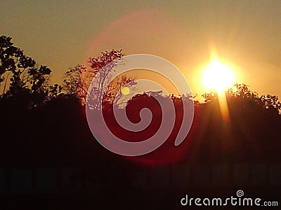 Sun in middle of the day looking Breathtaking Stock Photo