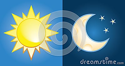 Sun and moon Vector Illustration