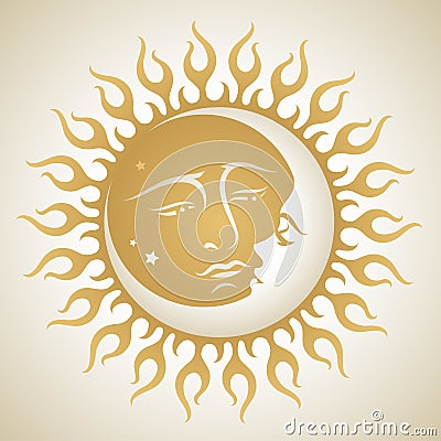 Sun and Moon Vector Illustration