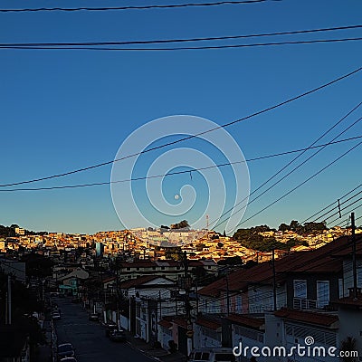 Sun Moon Blue Sky Vila Albertina Periphery Stock Photo