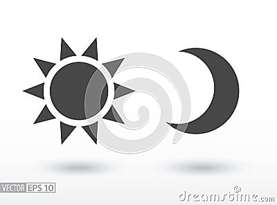 Sun and moon flat icon. Vector logo for web design, mobile and infographics Vector Illustration