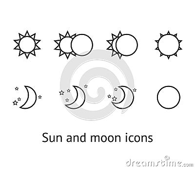 Sun and moon icons Vector Illustration