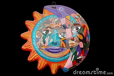 Sun and Moon vectorized hand painted ornament Stock Photo