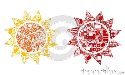 Sun Mosaic Icons for BigData Vector Illustration