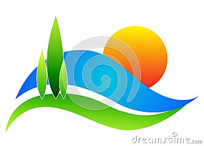 Sun with nature Vector Illustration