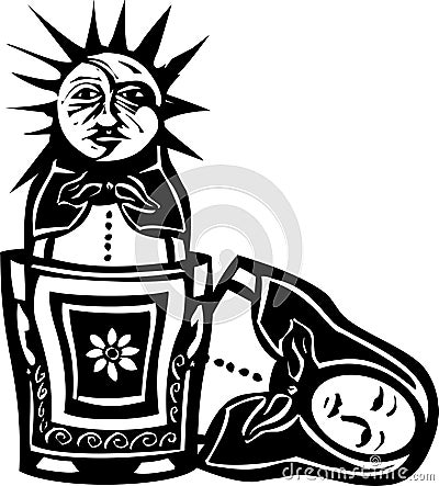 Sun Nested doll Vector Illustration