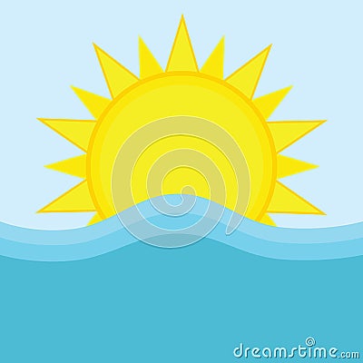 Sun and ocean Vector Illustration