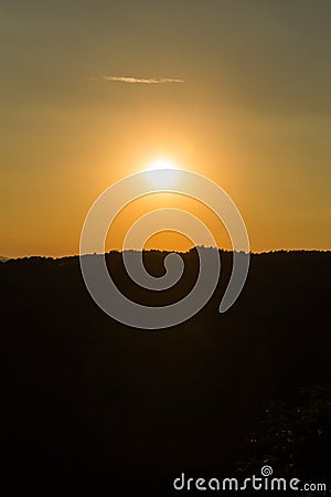 Sun in the orange sky Stock Photo