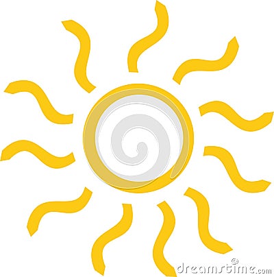 Sun outline with wavy sunrays Vector Illustration