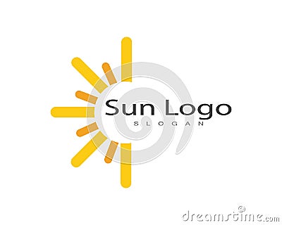 Sun over horizon logos and symbols template vector Vector Illustration