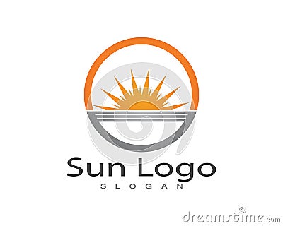 Sun over horizon logos and symbols template vector Vector Illustration