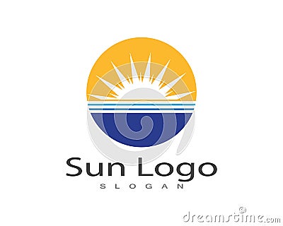 Sun over horizon logos and symbols template vector Vector Illustration