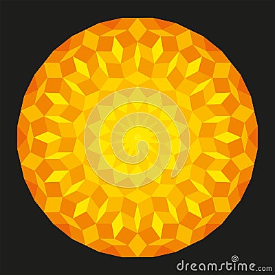 Sun from a Penrose Pattern On Black Background Vector Illustration