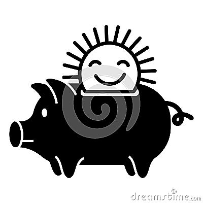 Sun piggybank icon, simple style Vector Illustration