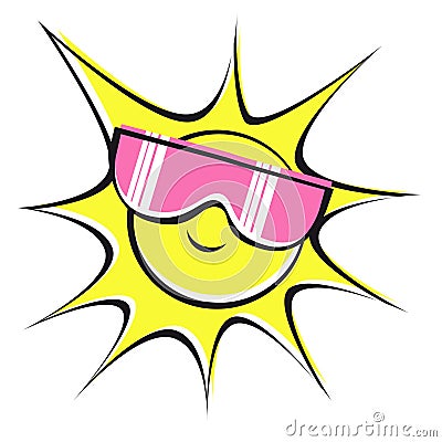 Sun and pink sun glasses Vector Illustration