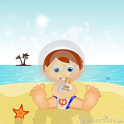 Sun protection for children Cartoon Illustration