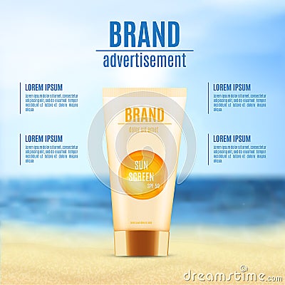 Sun protection cosmetic product design Vector Illustration