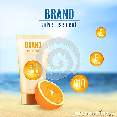 Sun protection cosmetic product design Vector Illustration