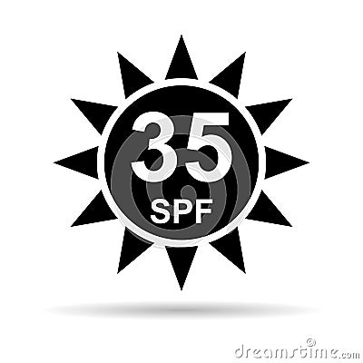 Sun protection factor 35 icon shadow, uv radiation block symbol, sun protect skin vector illustration Vector Illustration