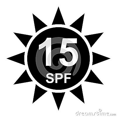 Sun protection factor 15 icon, uv radiation block symbol, sun protect skin vector illustration Vector Illustration