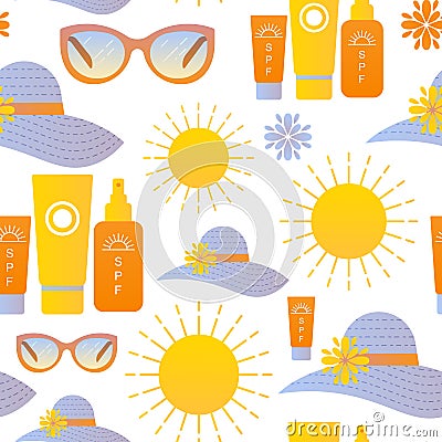 Sun protection seamless pattern Stock Photo