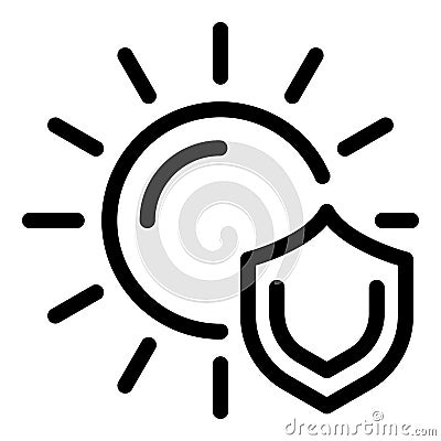 Sun protection shield icon, outline style Vector Illustration