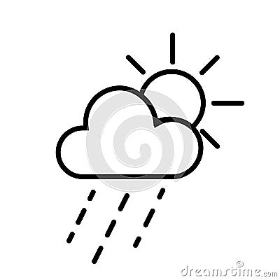 Sun and Rain Clouds Icon Vector Vector Illustration