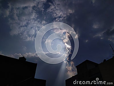 Sun rase come from cloudy weather Stock Photo