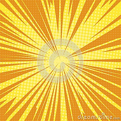 Sun rays pop art retro background Cartoon Illustration