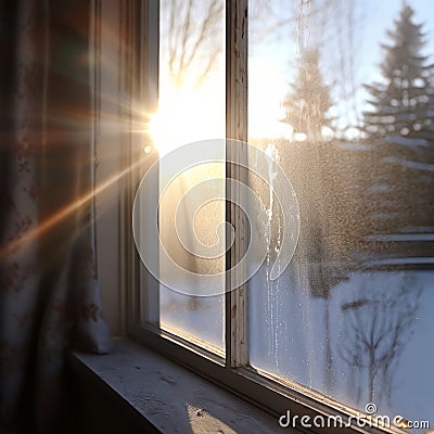 sun rays seeping through a frosted window diffusing a soft genl Stock Photo