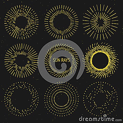 Sun rays set Vector Illustration