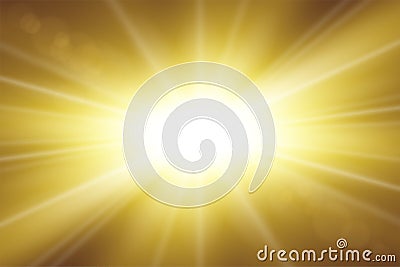 Sun rays. Starburst bright effect, isolated on gold background. Gold light star flash. Abstract shine beams. Vibrant Vector Illustration