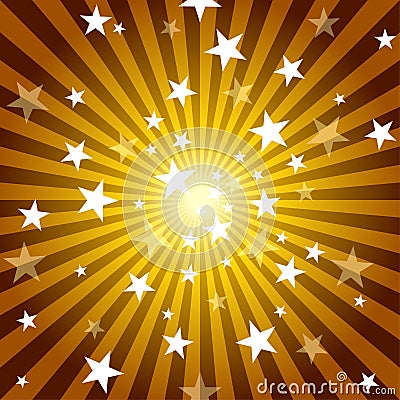 Sun Rays and Stars Vector Illustration