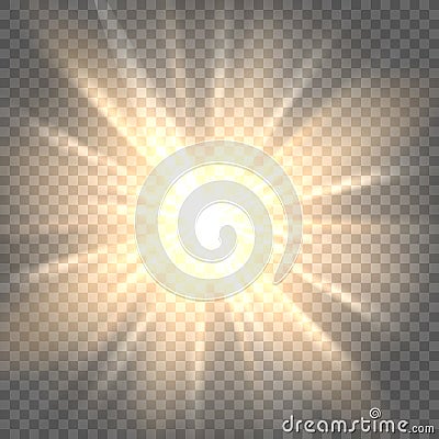 Sun rays on transparent background Vector Illustration