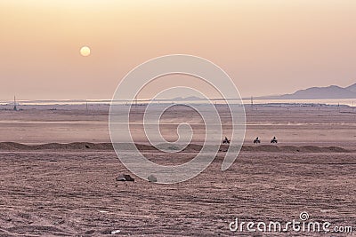 Sun rise in desert. Sahara. Egypt. Sinai. Stock Photo